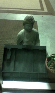 Buddha and empty cash drawer