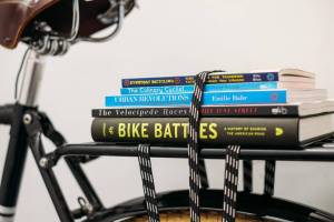 books on bike rack